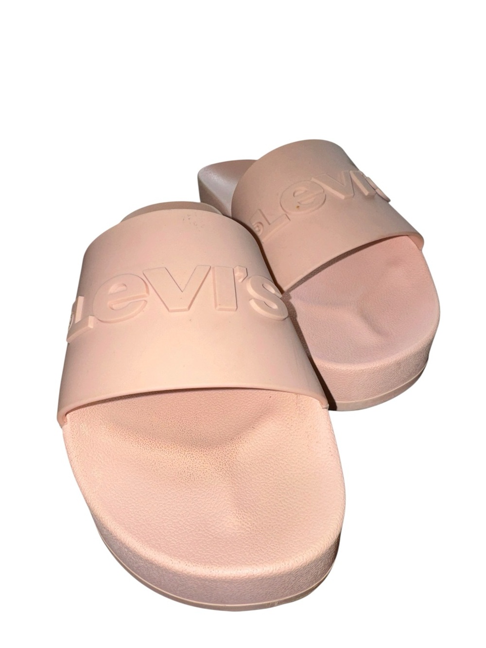 Levi’s Blush Pink Rubber Slide Sandals Logo Strap Cushioned Women’s Size 8
